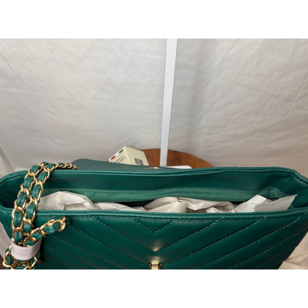Valentino Orlandi Angel Forest Green Chevron Crossbody NWT Italy - Picture 6 of 7